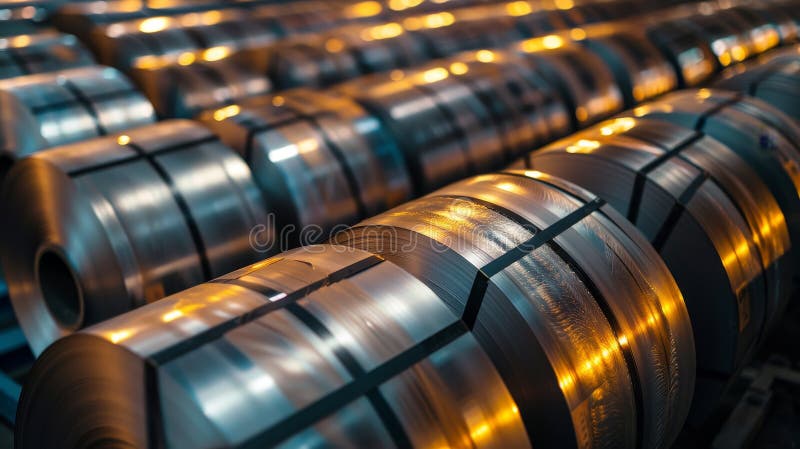 The image is of a series of metal tubes that are shiny and reflective stock photos