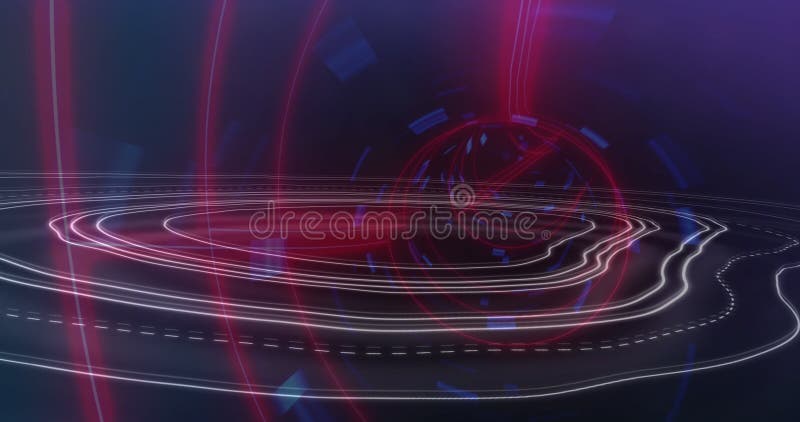 Image of shapes over digital tunnel stock illustration