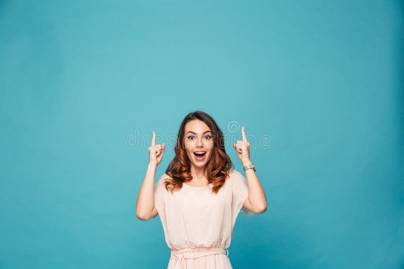 Shocked surprised young lady pointing. royalty free stock photos Shocked surprised young lady pointing. royalty free stock photos