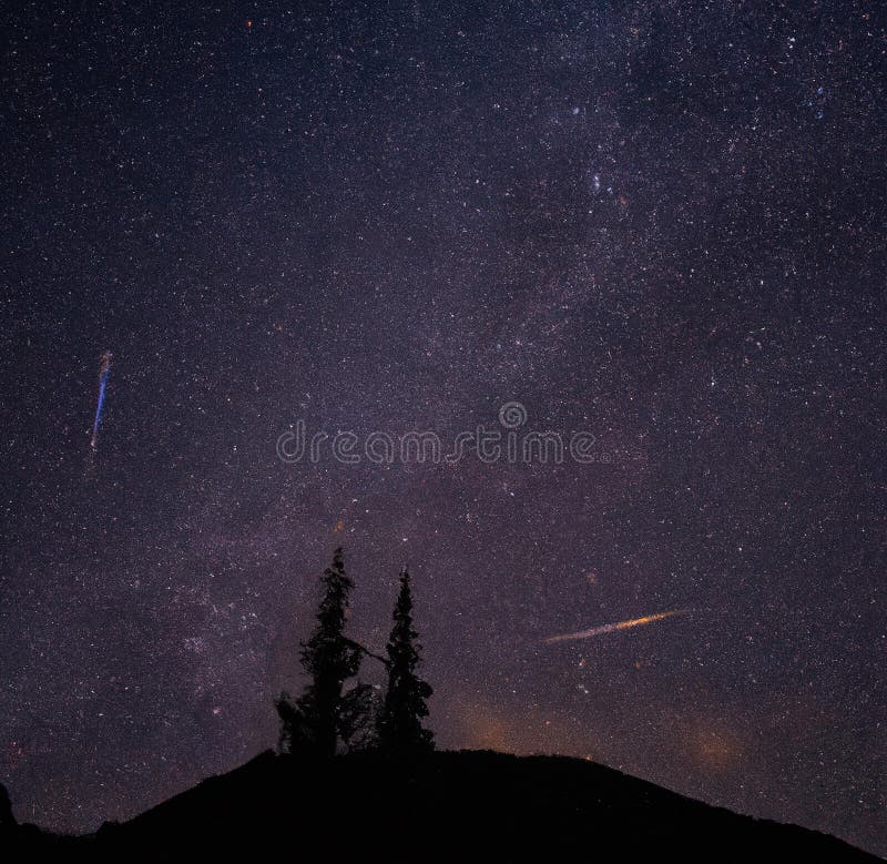 Image of Shooting Star and Stars on Night Sky Stock Image Image of