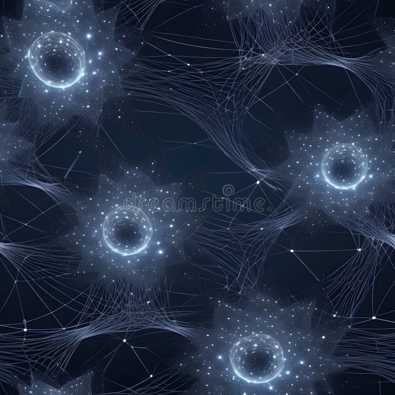 Abstract Cosmic Web: Glowing Nodes and Filaments in Digital Artwork stock photos