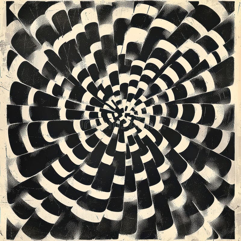Image showcases an abstract, spiraling black and white pattern on fabric, conveying motion and dynamism - AI-Generated stock image