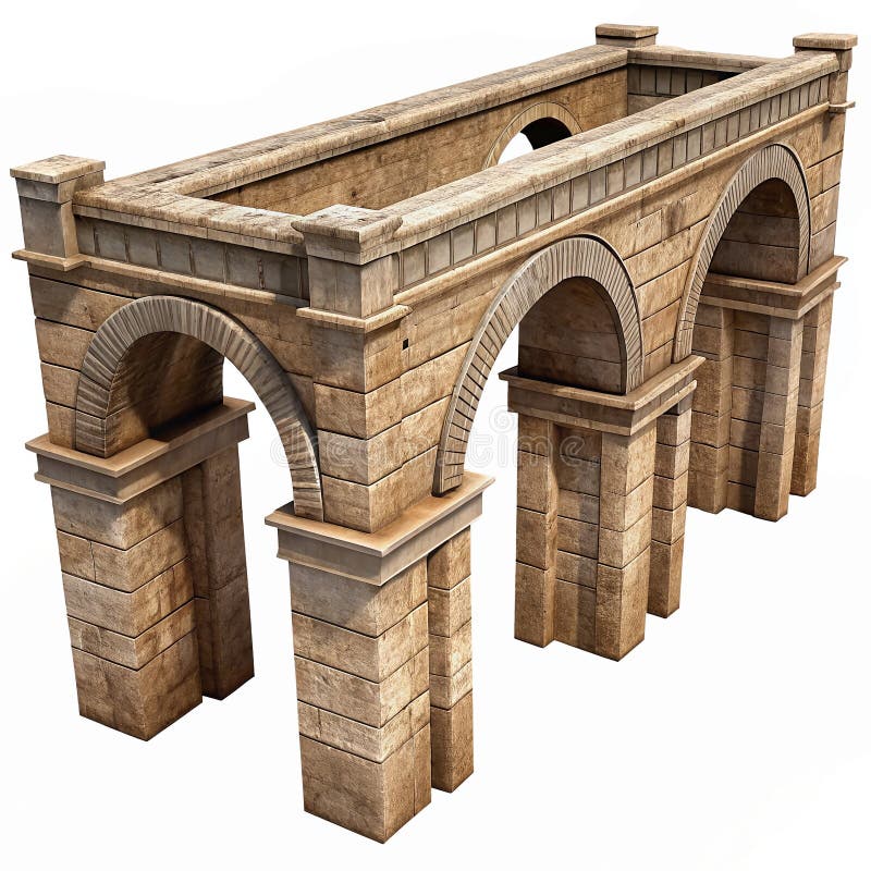 Ancient Stone Aqueduct with Arched Architecture Design and Textured Brown Brick Details royalty free illustration