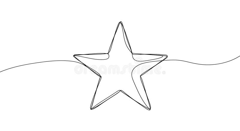 Minimalist Star Continuous Line Drawing Design on White Background stock illustration