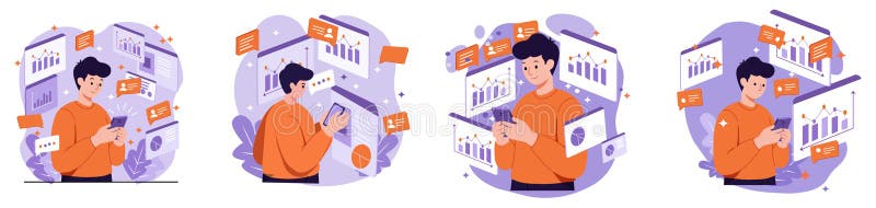 Mobile Data Analysis Concepts royalty free illustration