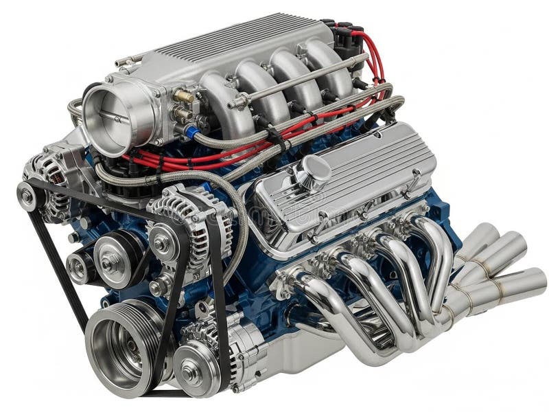 High-performance racing engine with intricate detailing and vibrant colors vector illustration