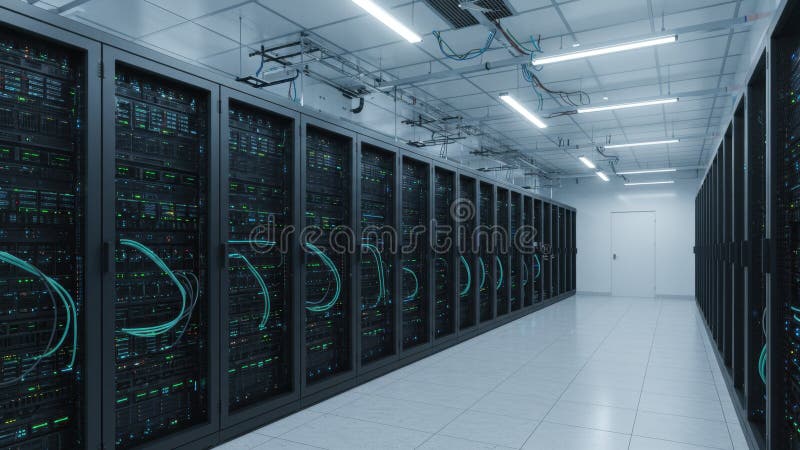 Modern Data Center Server Room vector illustration