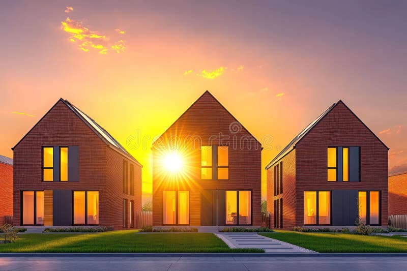 Efficient Thermal Technologies in Sustainable Housing Development for Comfortable Living vector illustration