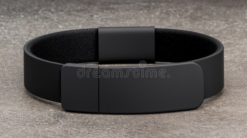 A black rectangular object with a silver clasp. stock image