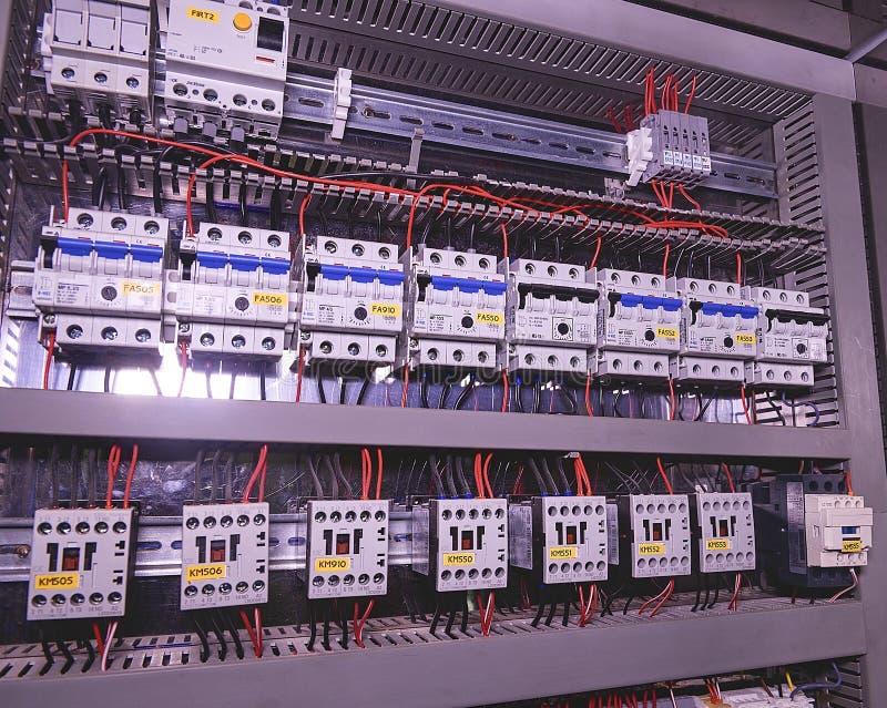 Image Shows Circuit Breakers And Electrical Contactors Close Up