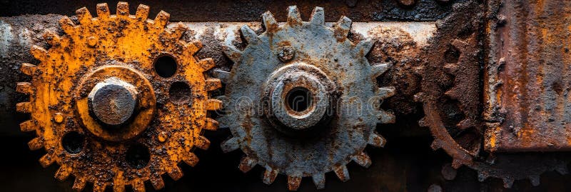 Rusty Gears on Metal Surface stock illustration