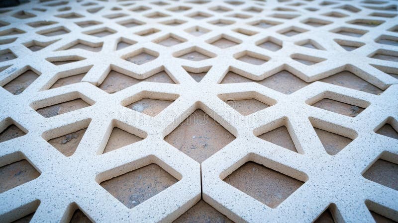 A geometric pattern of white and brown tiles. royalty free stock images