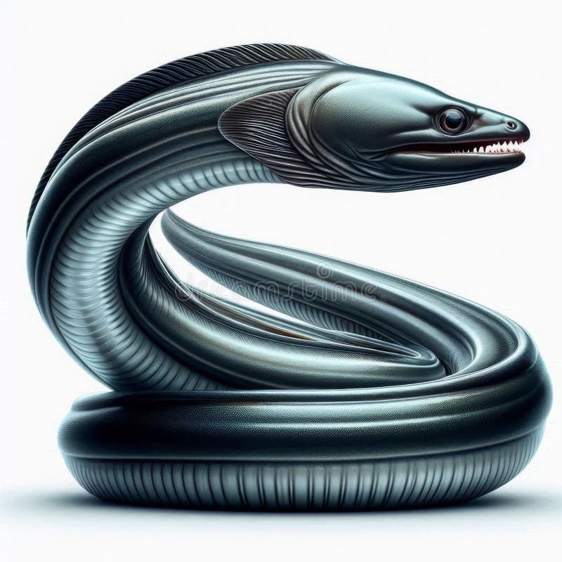 An Image of a Single Freshwater Indonesian Eel Isolated on a White