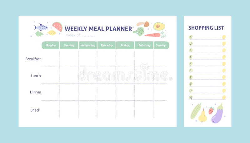 An Image Of A Six Meals A Day Diet Tracking And Planning Chart Stock Illustration Illustration Of Note Graphic 183668223