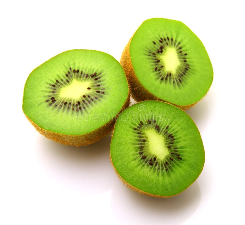 Image of sliced kiwi isolated on white