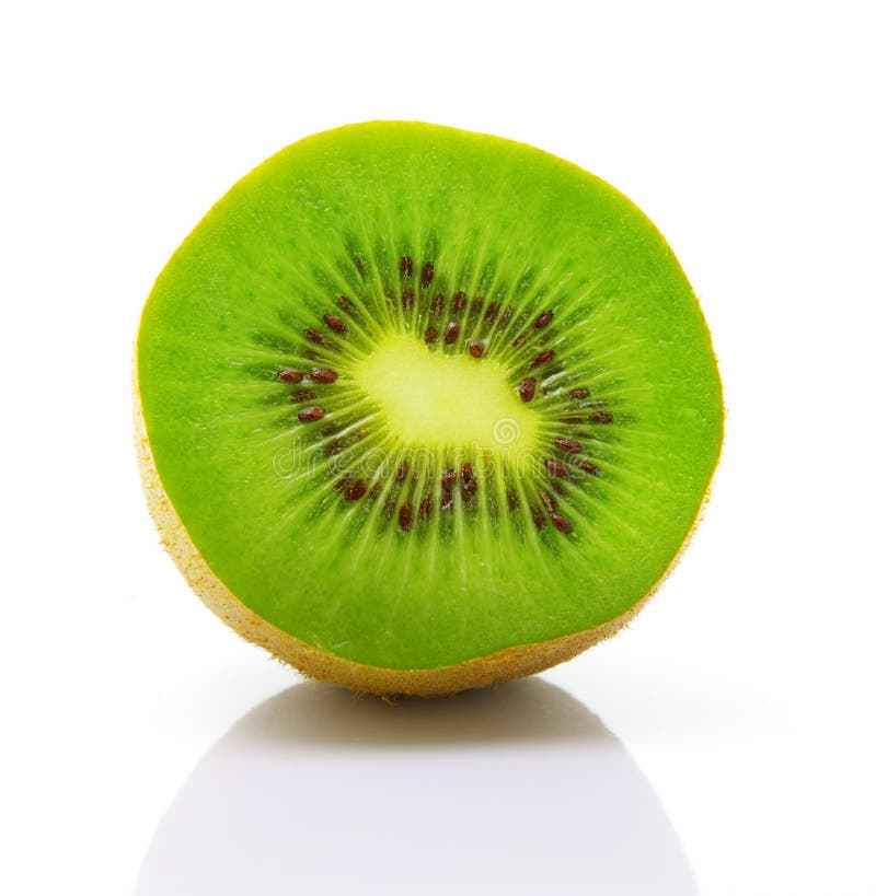 Image of sliced kiwi isolated on white