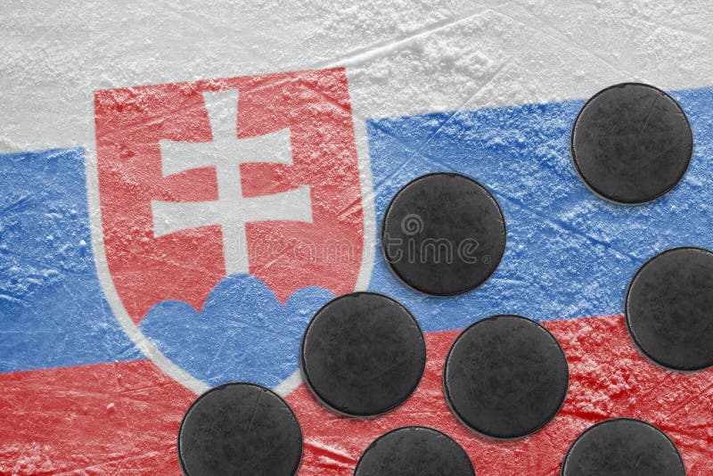 Image of the Slovak flag on the ice and washers