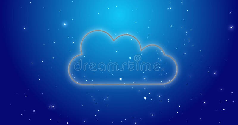 Image of snowflakes and neon cloud on blue background vector illustration