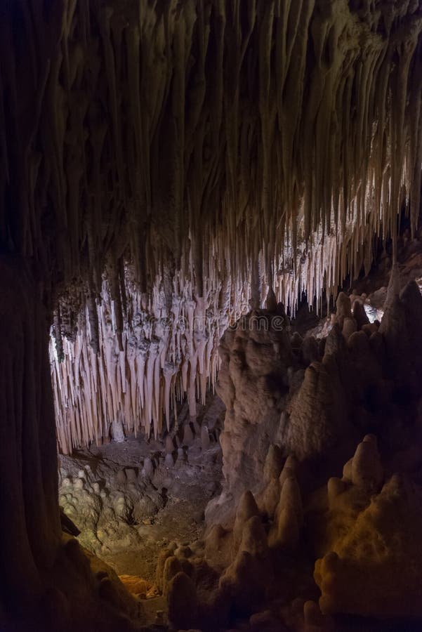 View of the stalactites and stalagmites in the cave stock image View of the stalactites and stalagmites in the cave stock image