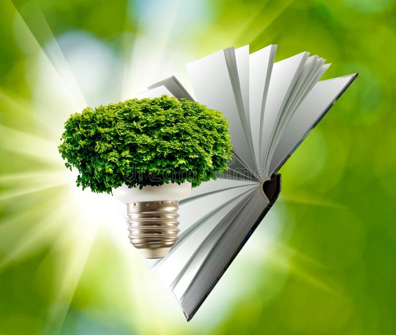 Image of a Stylized Lamp, Tree and Book Closeup Stock Photo Image of climate, bulb 94066494