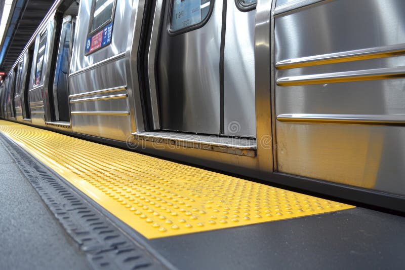 Image of a subway train door open at a New York City station. royalty free stock images