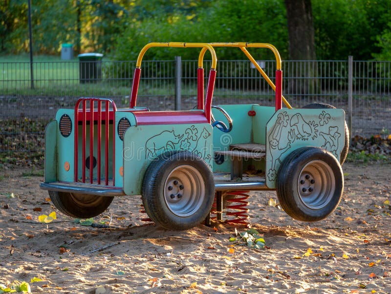 Image of Swing Car at Playground in Sandpit Stock Photo Image of