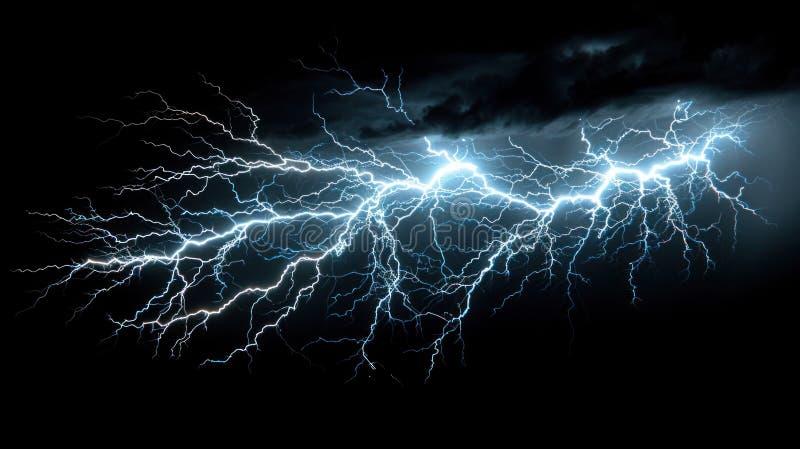 Isolated Lightning Strike and Thunder Clipart on Dark Background royalty free illustration
