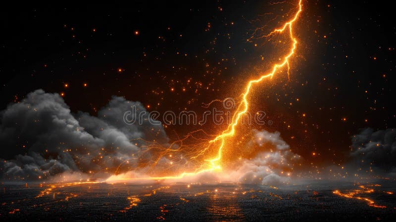 Isolated Lightning Strike and Thunder Clipart on Dark Background royalty free illustration