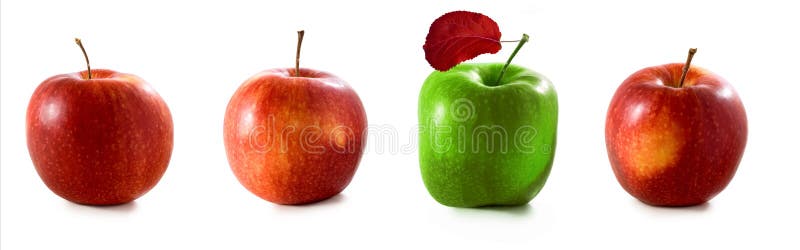 image transformation is presented in the form of a row of apples, one of which differs from the others