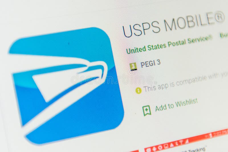USPS Mobile App Icon. Selective Focus. Editorial Image Image of