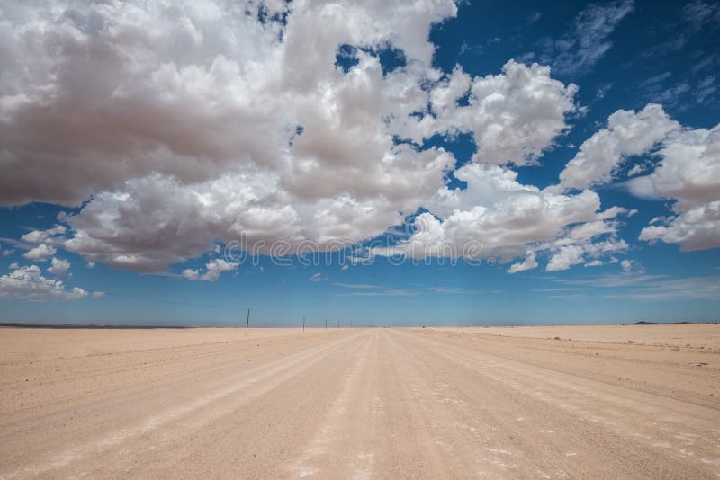 Image vibrante de route de désert et de ciel nuageux bleu images stock Image vibrante de route de désert et de ciel nuageux bleu images stock