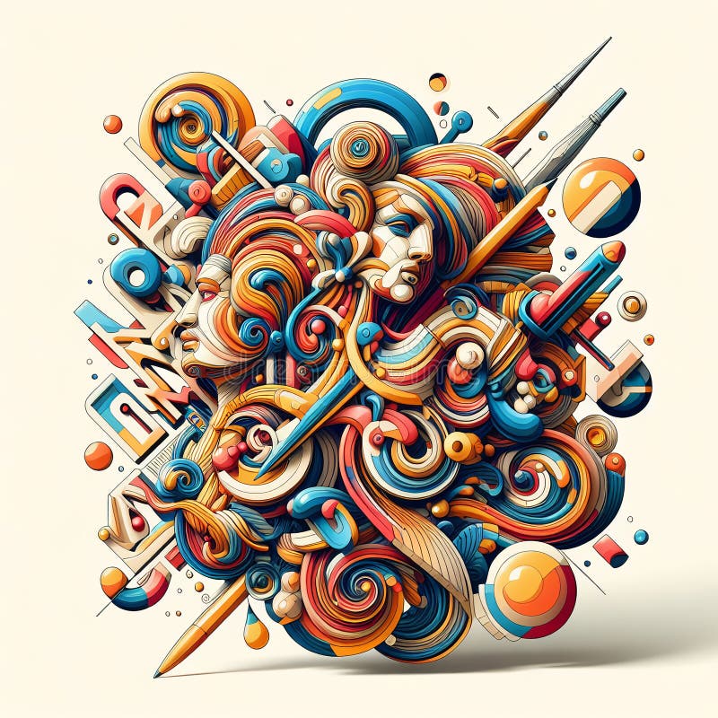 Elemente abstracte de peisaj eteric și forme suprareale vector illustration
