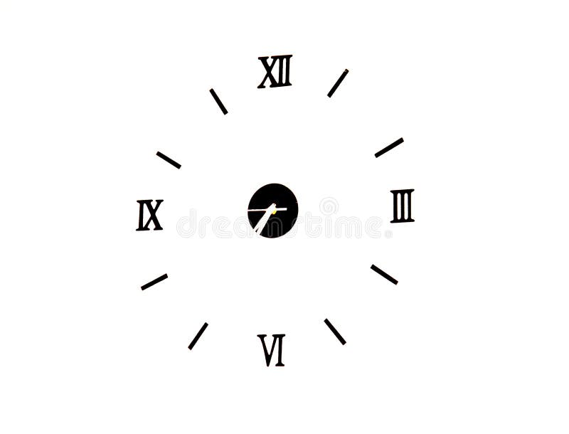 Image of White Wall Clock with Roman Numbers Isolated,time Concept