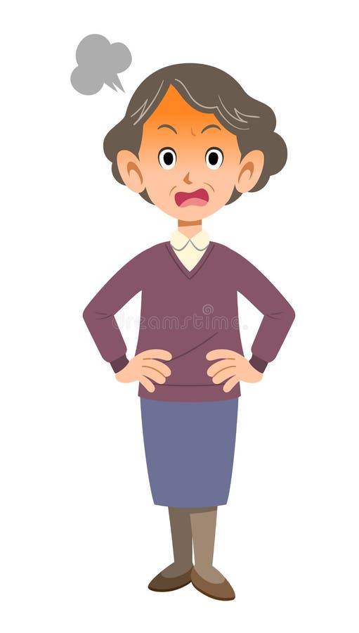 The Whole Body of an Angry Elderly Woman Stock Vector - Illustration of ...