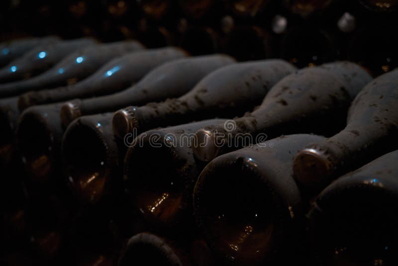 Wine Bottles in an Underground Tunnel Stock Image Image of cork