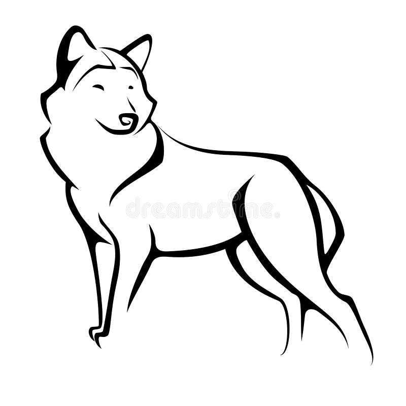 Image of a Wolf, Vector Illustration, Tattoo, Outline Image Stock Vector -  Illustration of predator, solitude: 159080694