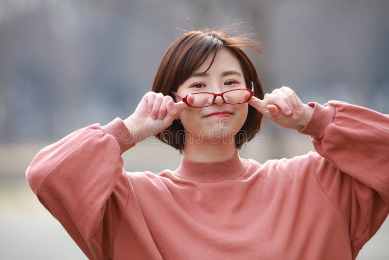 Woman wearing Date glasses stock image. Image of portrait 241904063