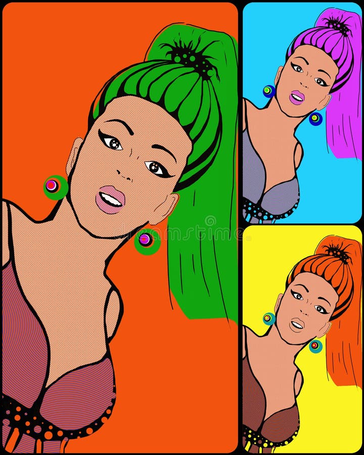 Image of young girl in style pop-art