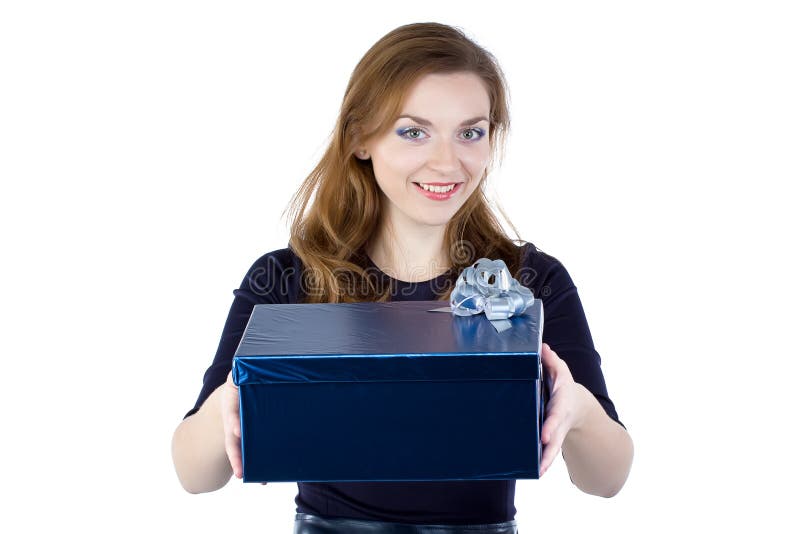 Image of Young Woman Giving the Gift Stock Image - Image of offer ...