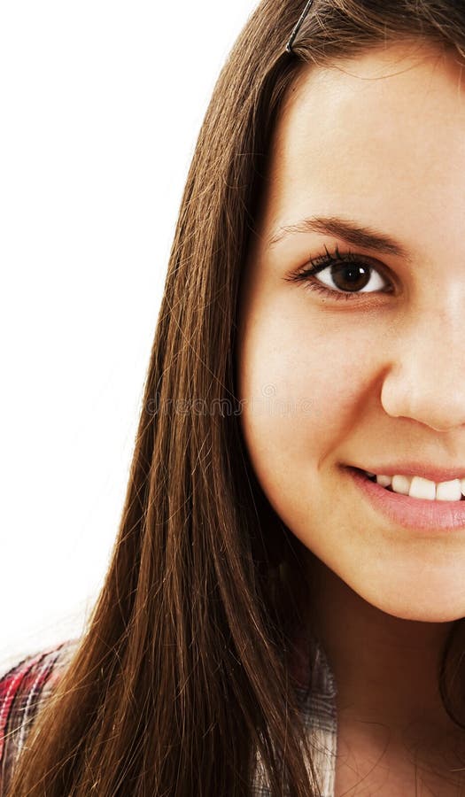 Imagem colhida de uma face encantadora da mulher nova fotografia de stock royalty free Imagem colhida de uma face encantadora da mulher nova fotografia de stock royalty free