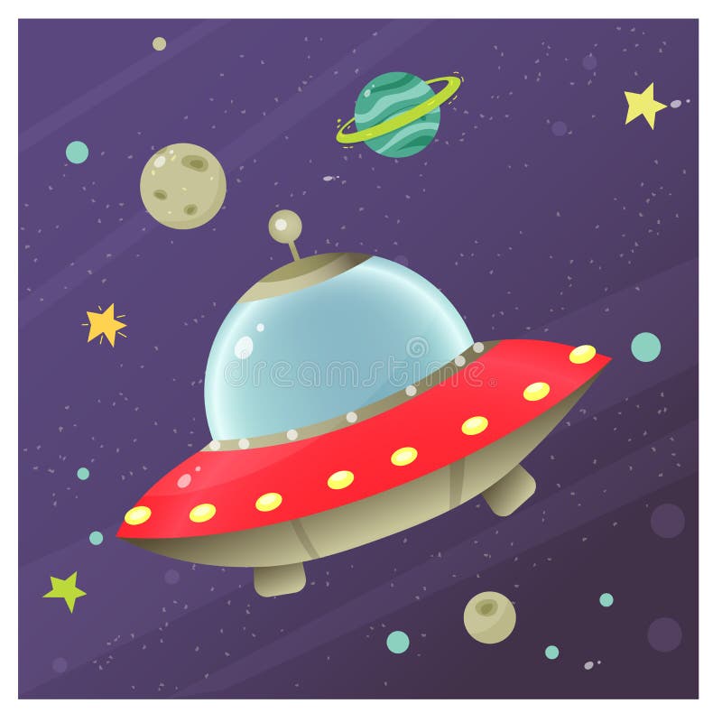 ilustração de veículo colorido de desenho animado de ufo 6458085