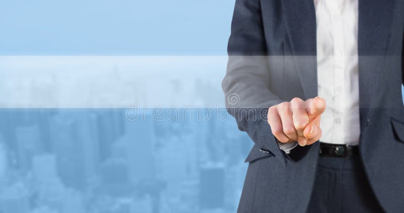 Imagem composta de apontar da mulher de negócios foto de stock Imagem composta de apontar da mulher de negócios foto de stock