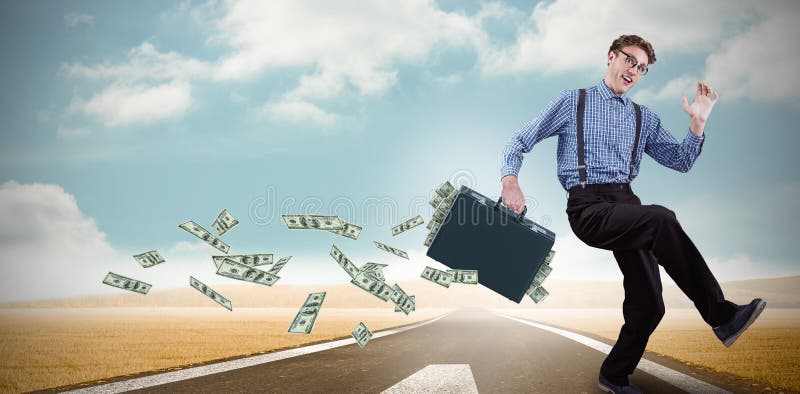 Imagem composta de homem de negócios running fotos de stock Imagem composta de homem de negócios running fotos de stock