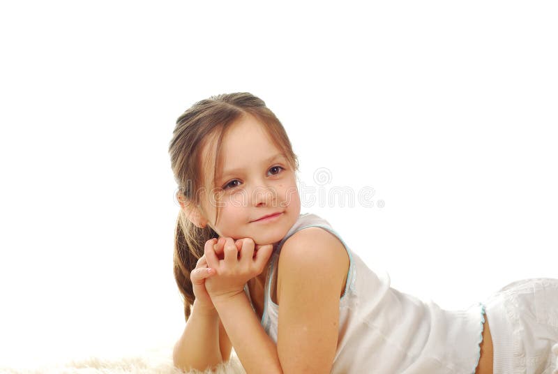 Imagem de stock de uma rapariga feliz, isolada sobre fundo branco fotos de stock royalty free