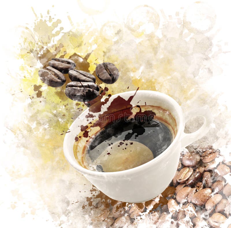 Imagem da aquarela do café da manhã ilustração stock Imagem da aquarela do café da manhã ilustração stock