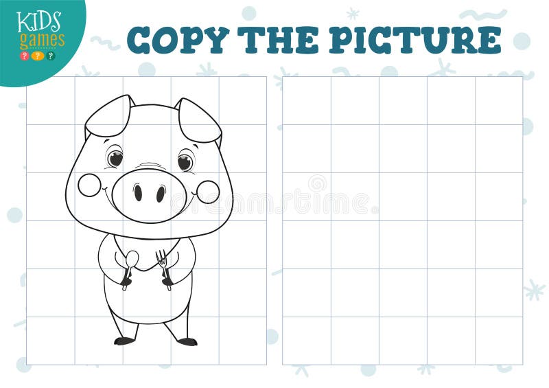 Jogo De Quebra-Cabeça De Porco Dos Desenhos Animados Clipart De Stock, Royalty-Free