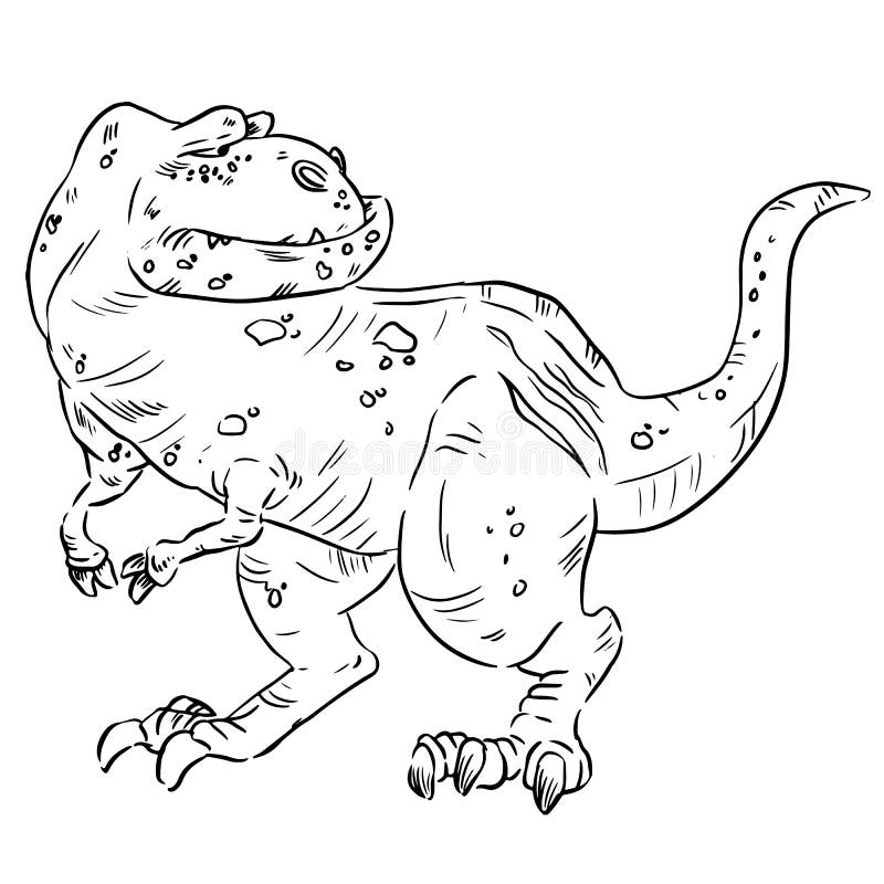 Desenhos animados desenhados à mão t rex dino bonito