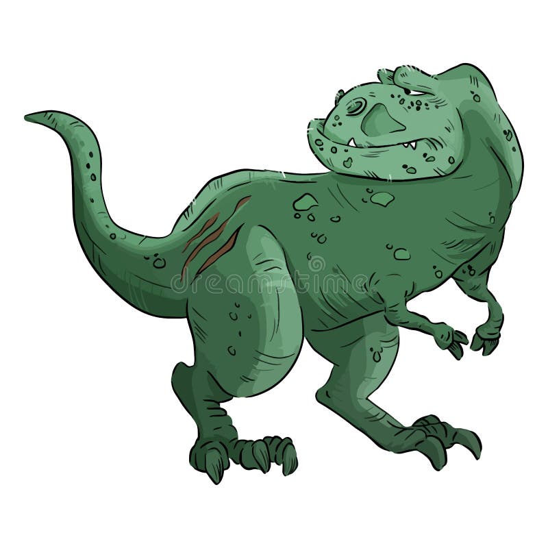 Ilustração bonito dos desenhos animados do tyrannosaurus rex. dinossauro t- rex isolado no fundo branco