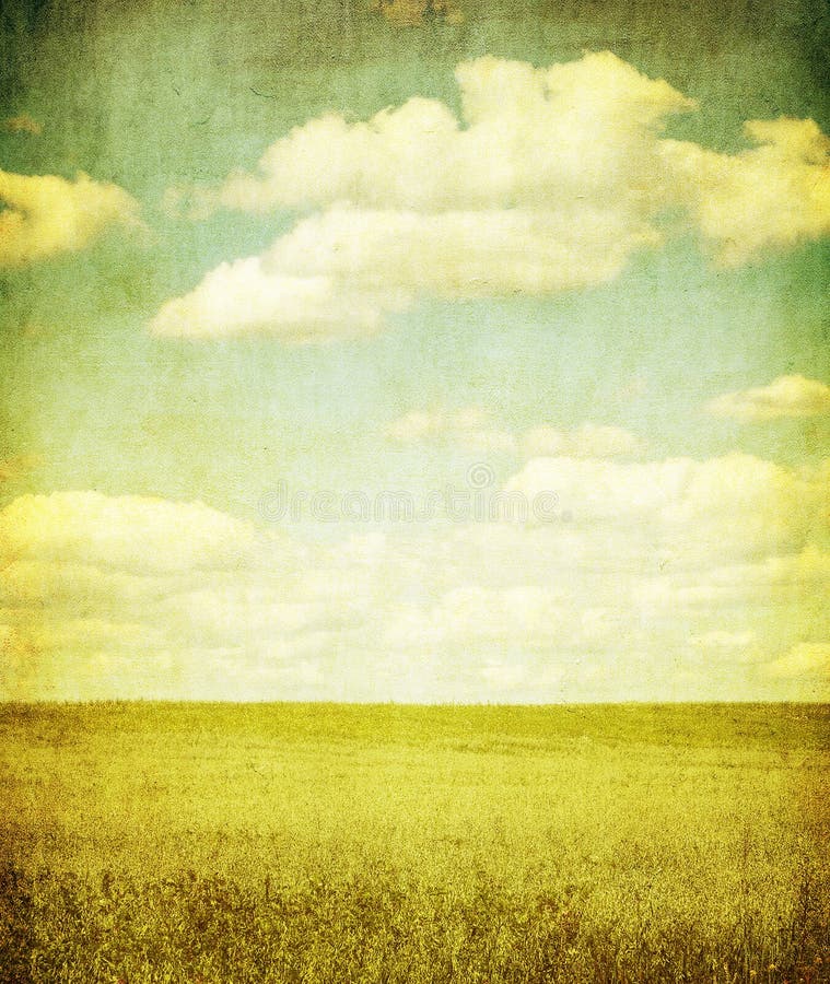Imagem de Grunge do campo verde e do céu azul ilustração royalty free Imagem de Grunge do campo verde e do céu azul ilustração royalty free