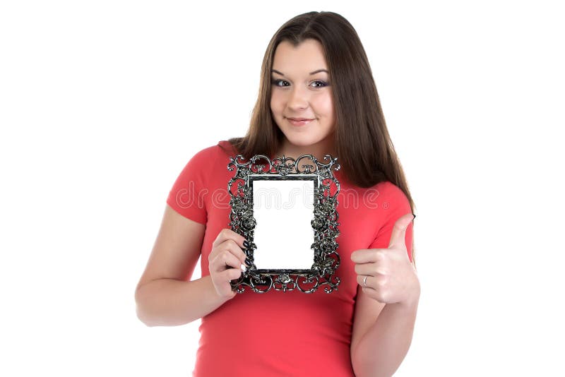 Imagem do adolescente de sorriso com quadro da foto imagens de stock royalty free Imagem do adolescente de sorriso com quadro da foto imagens de stock royalty free